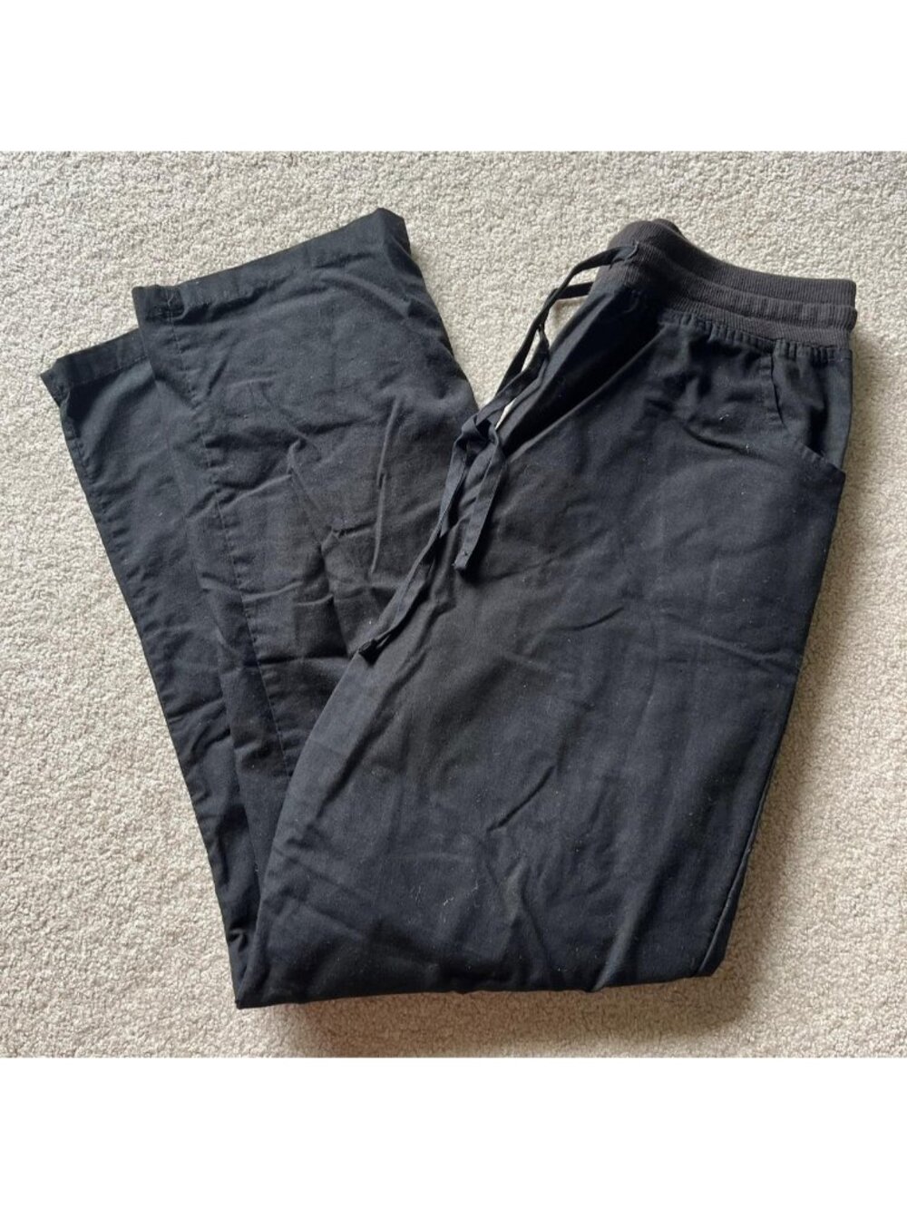 JUST BE black scrub pants -small stain